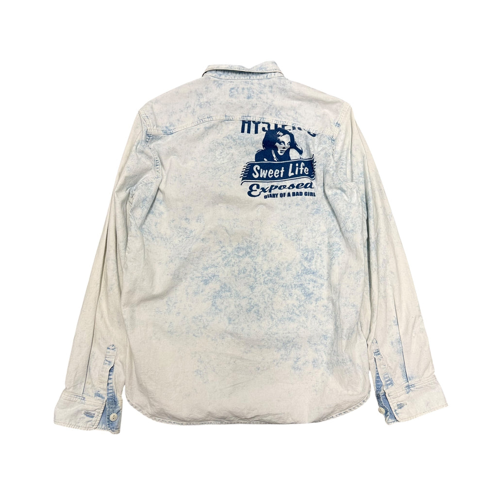HYSTERIC GLAMOUR “SWEET LIFE” BLEACHED BUTTON UP.