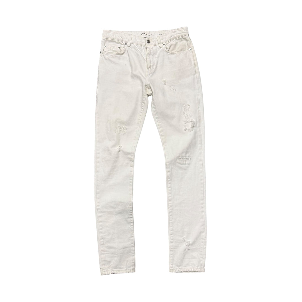 SAINT LAURENT PARIS D-10 WHITE DENIM PANTS.