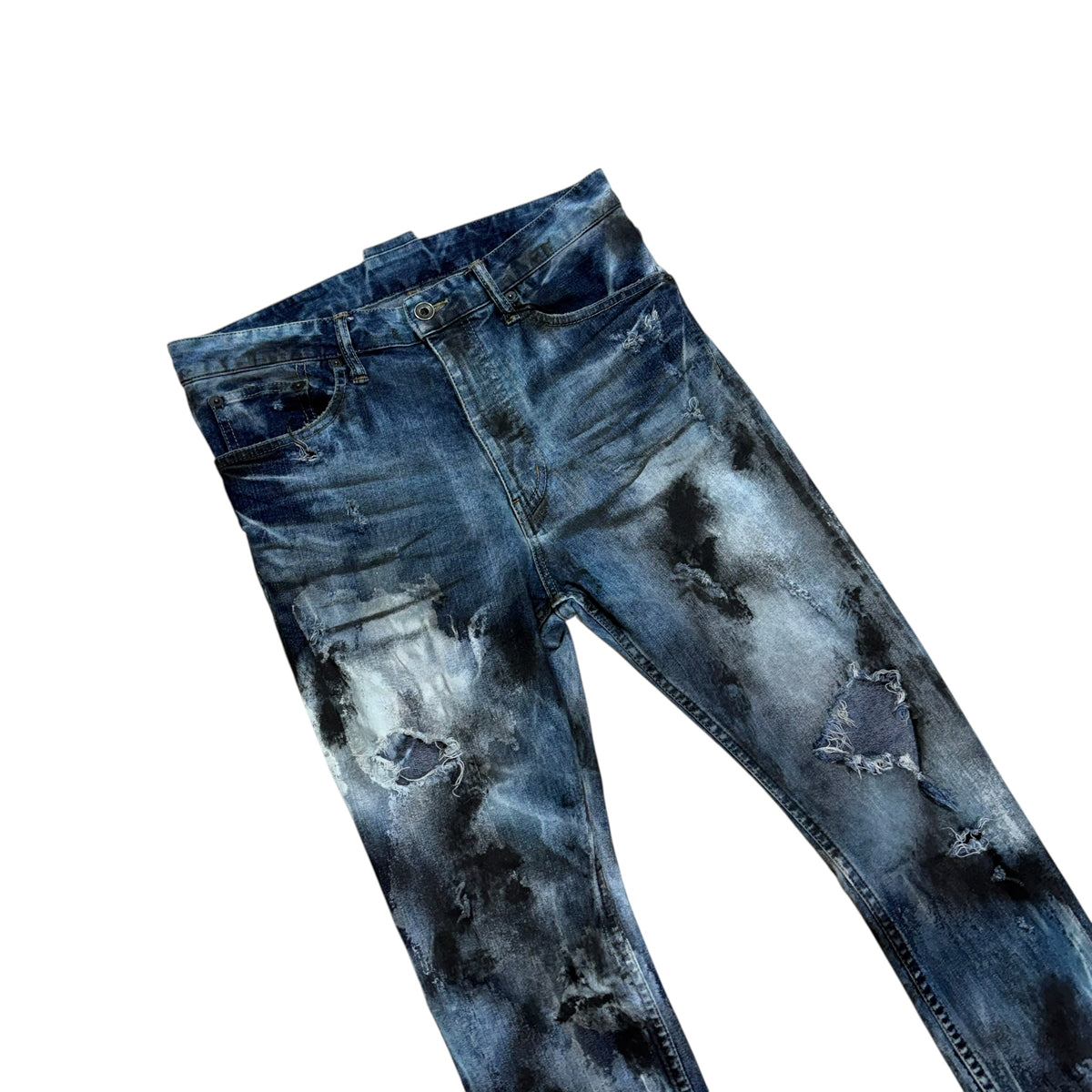 LGB COATING CRUSH SPLATTER DENIM PANTS.