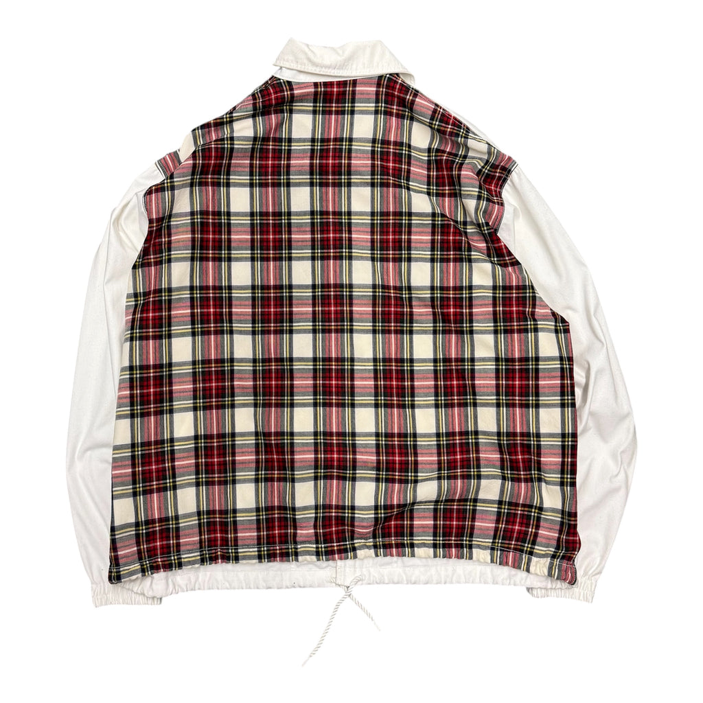FACETASM WHITE AND PLAID BUTTON UP JACKET.