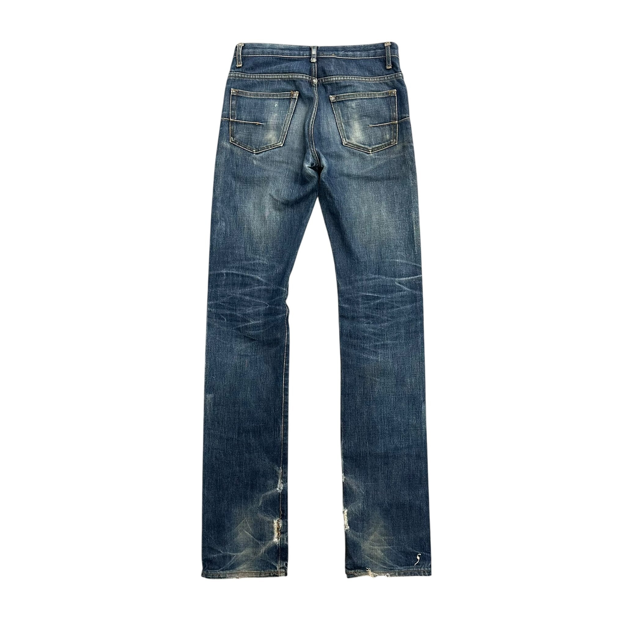 DIOR HOMME 'NATURAL FADE' BLUE WASHED SKINNY DENIM.