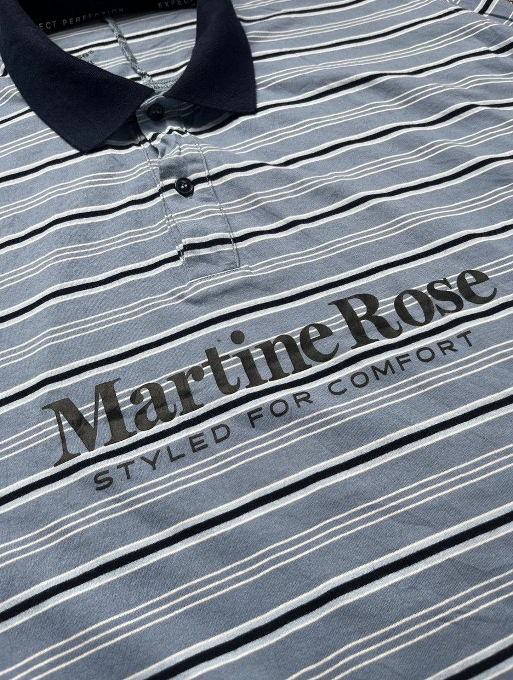 MARTINE ROSE STRIPED LONGSLEEVE POLO.
