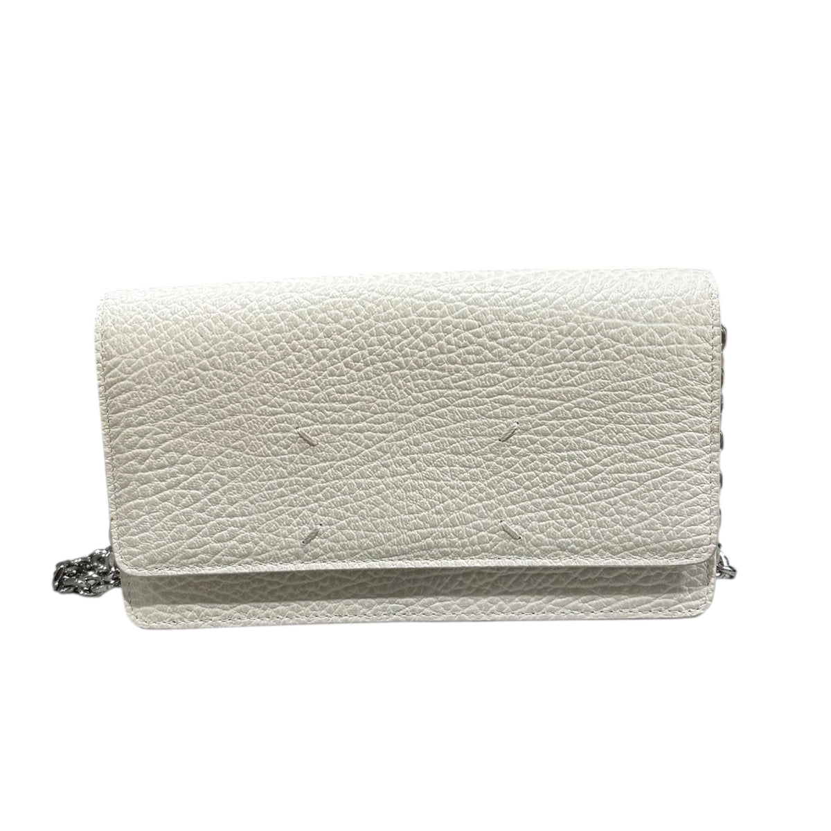 MARGIELA FOUR STITCH LOGO WHITE LEATHER PURSE.