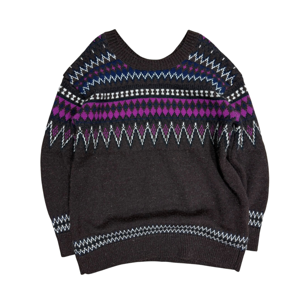 JUNYA WATANABE BROWN AND PURPLE KNITTED SWEATER.