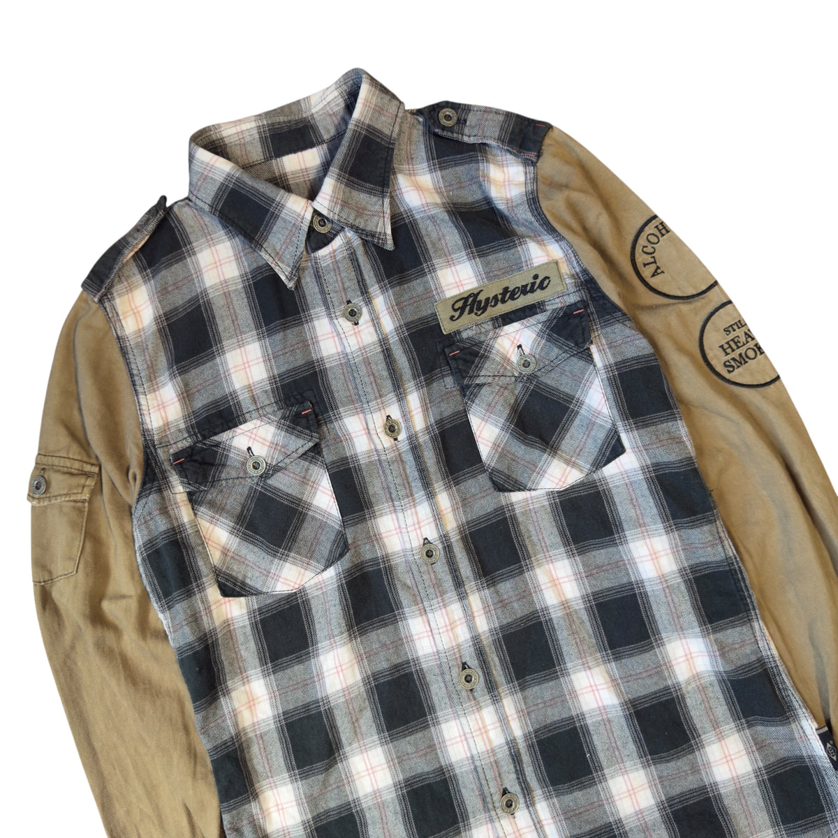 HYSTERIC GLAMOUR MILITARY PLAID FLANNEL.
