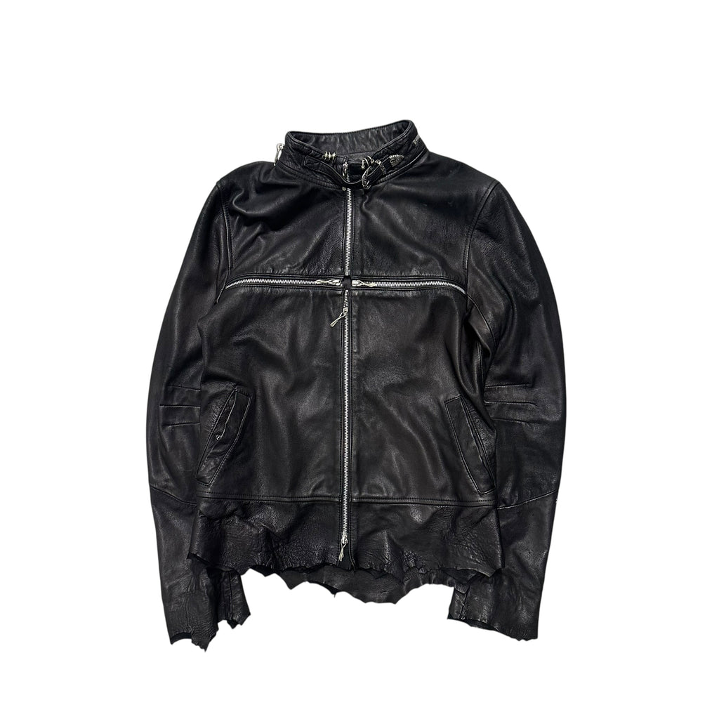 14TH ADDICTION CROSS ZIP LEATHER JACKET.