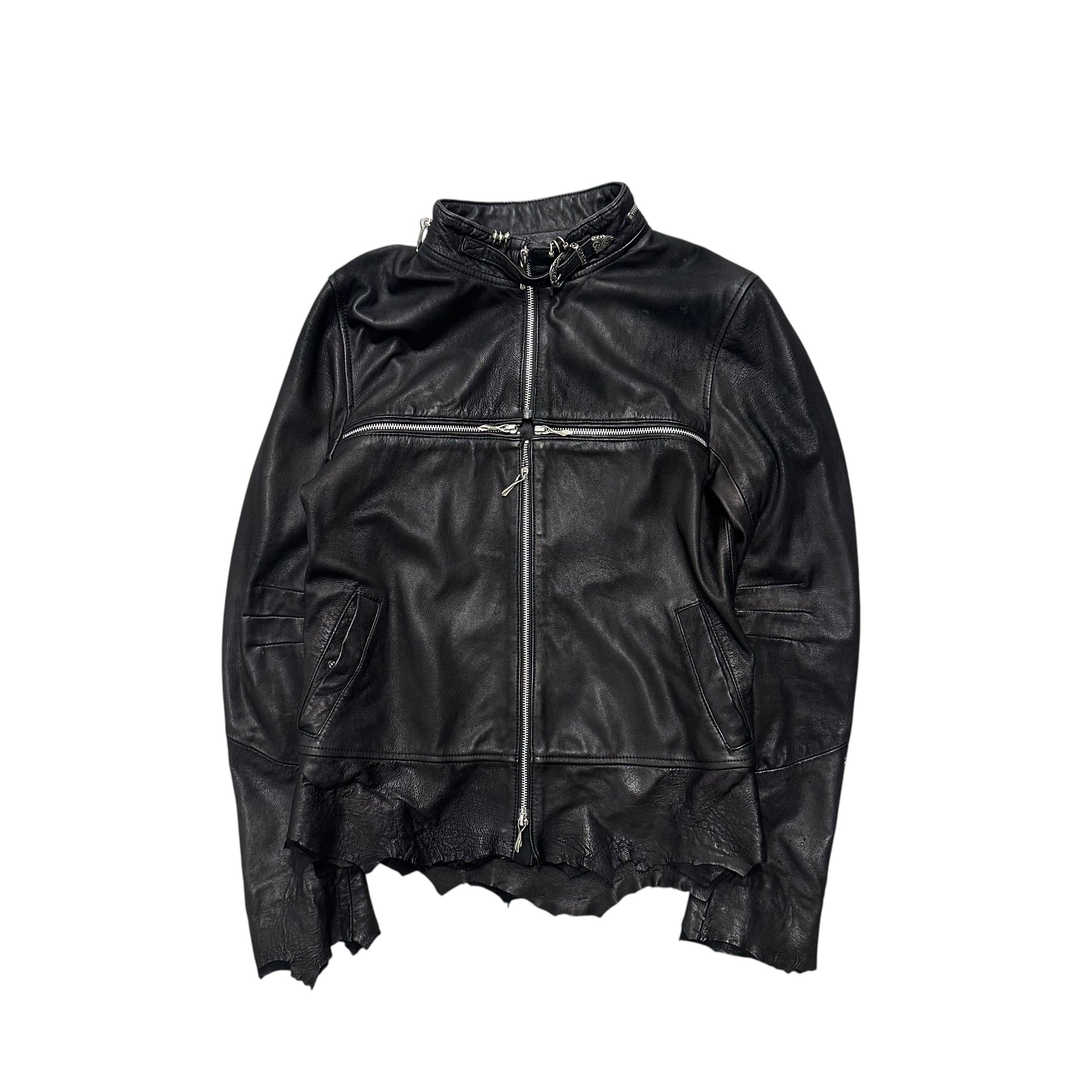 14TH ADDICTION CROSS ZIP LEATHER JACKET.