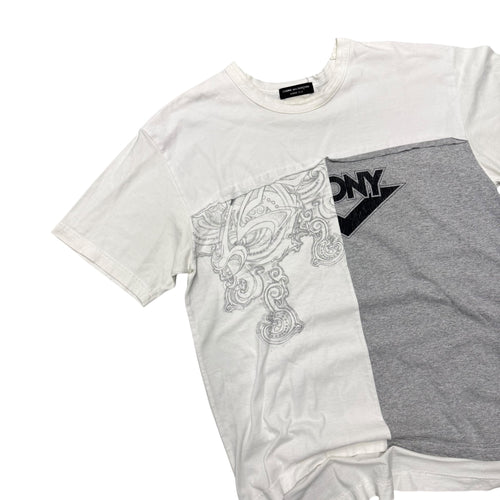 CDG WHITE & GRAY SPLIT TEE.