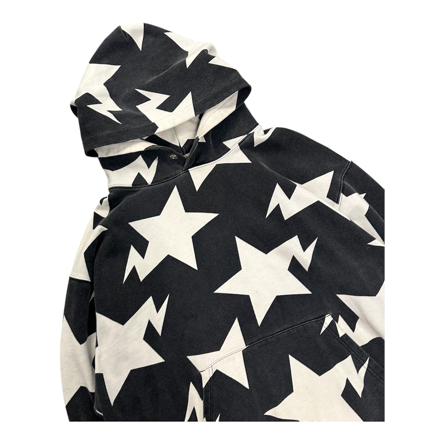 VINTAGE BAPE BLACK & WHITE STAR AOP HOODIE.