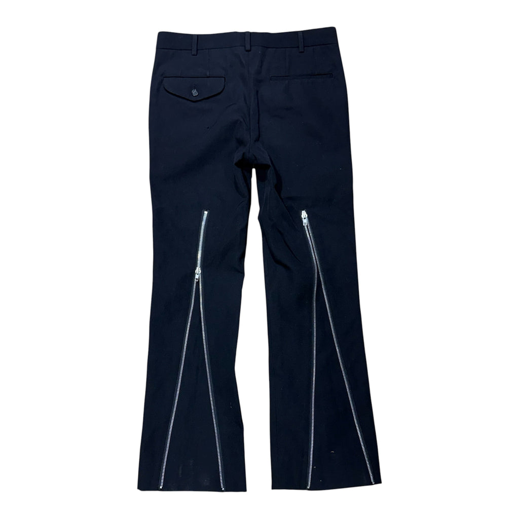 COMME DES GARÇONS BLACK ZIPPER FLAIR SLACKS.