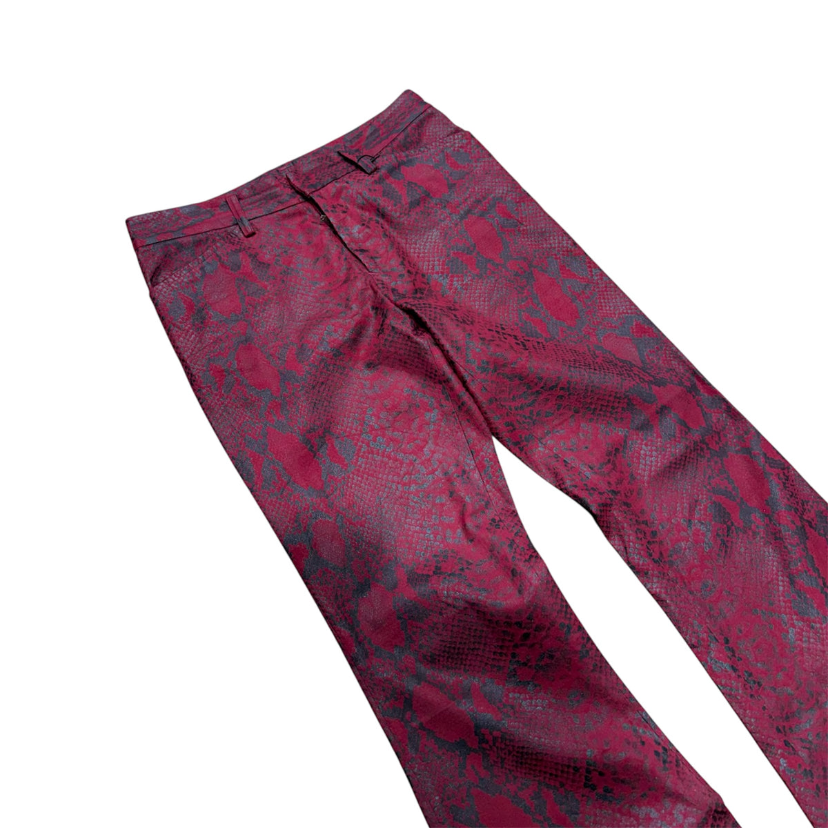 5351 HOMME RED SNAKE PRINT PANTS.