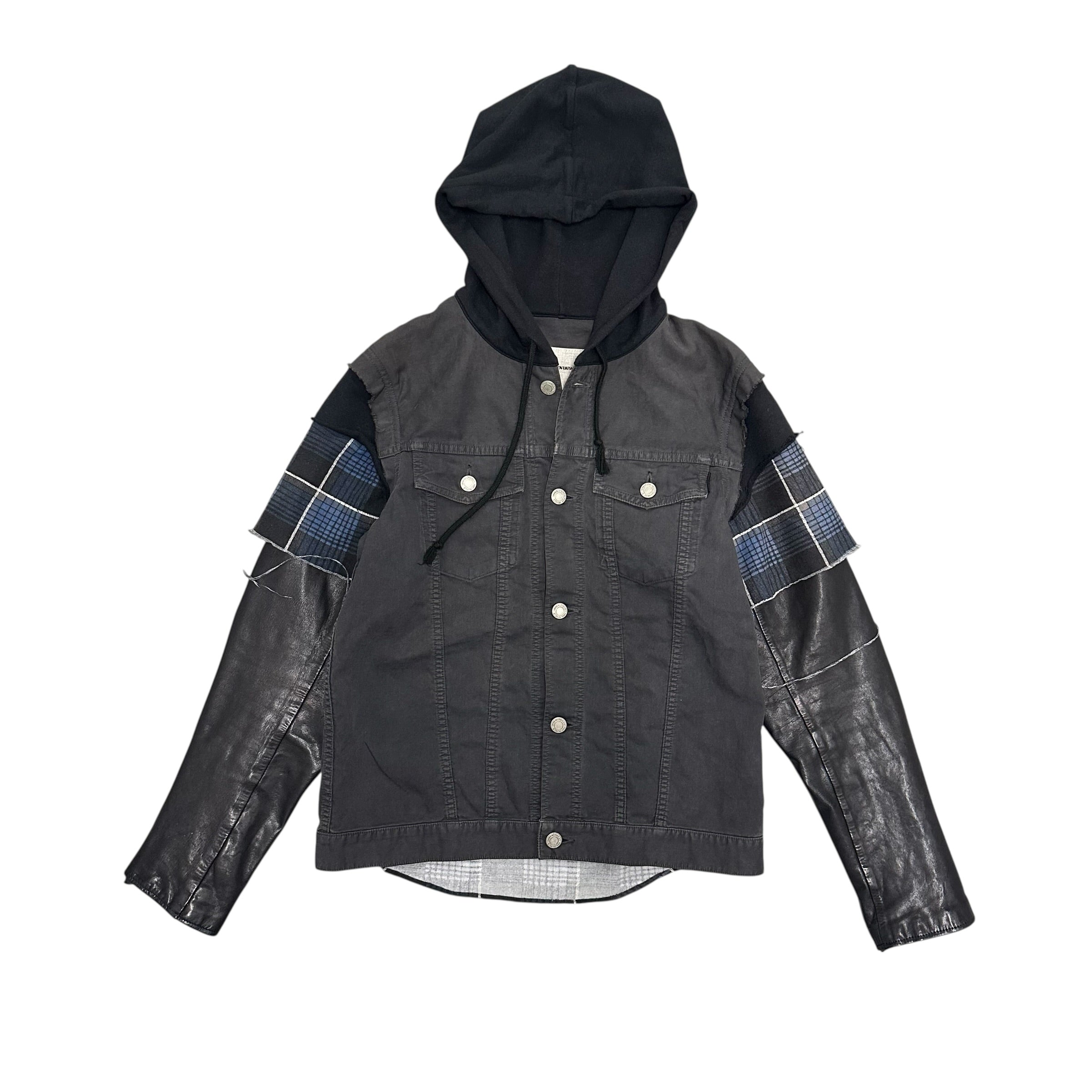 UNDERCOVER SPRING/SUMMER 2012 LEATHER SLEEVES DENIM JACKET.