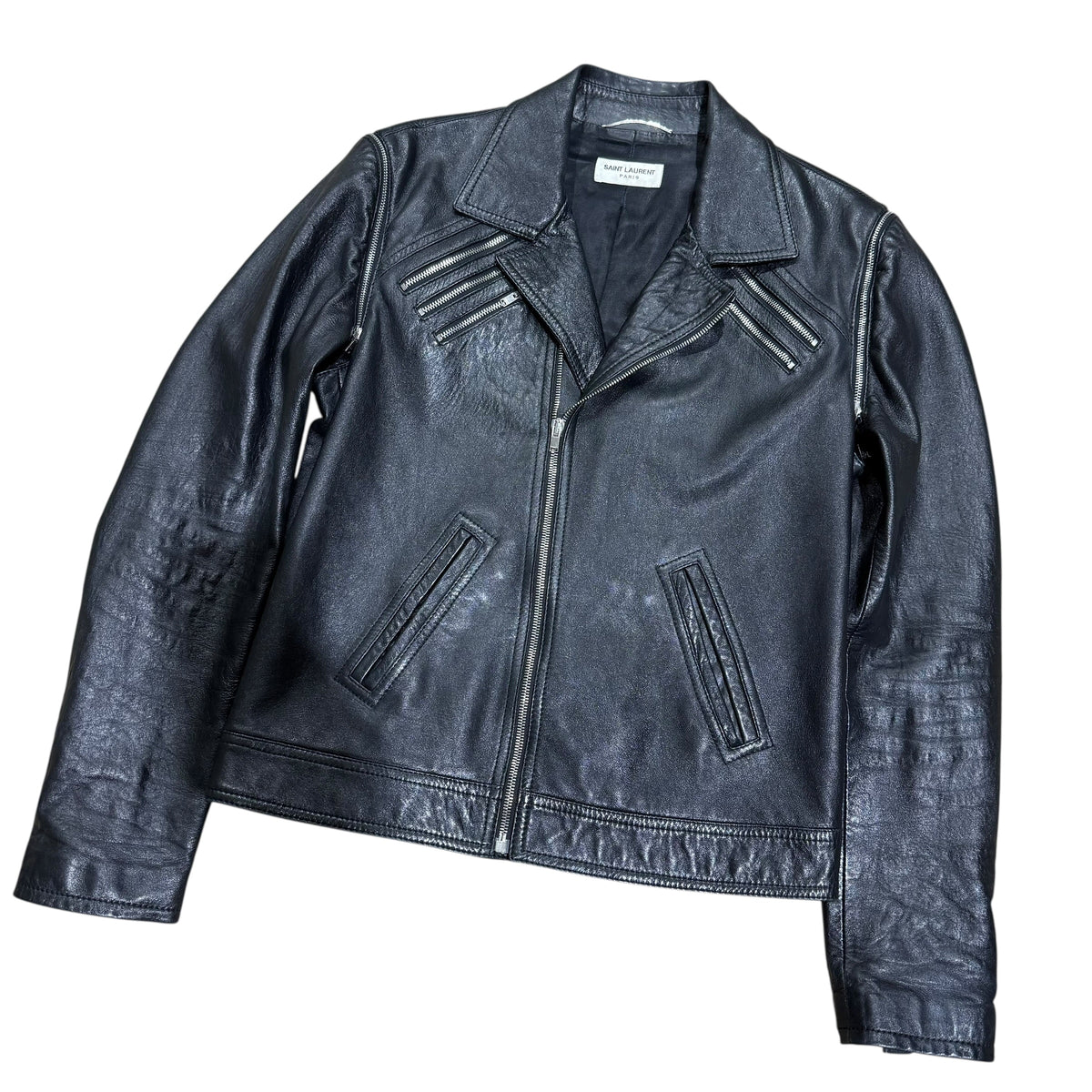 SAINT LAURENT PARIS LEATHER BIKER JACKET.