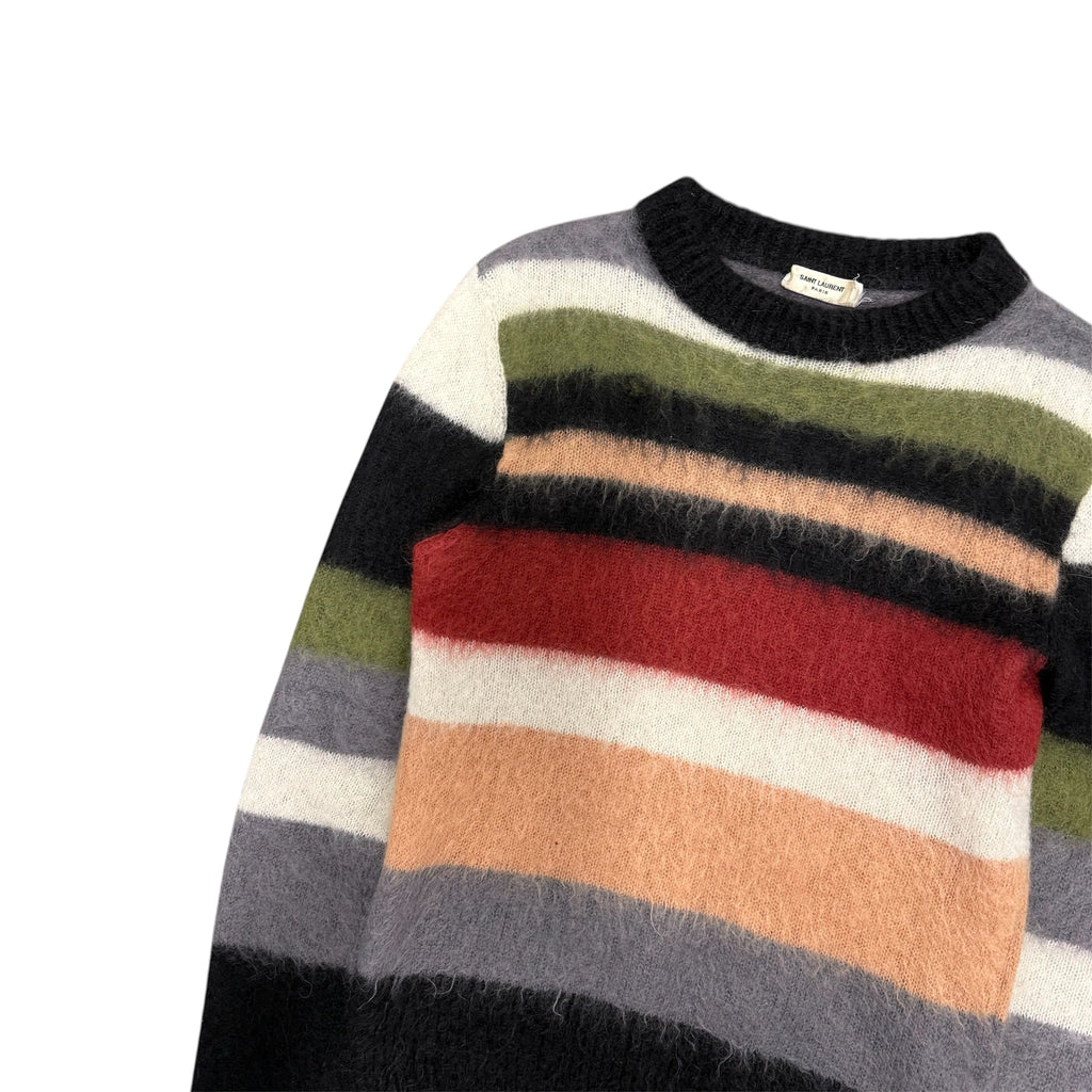 SAINT LAURENT AW17 STRIPED MOHAIR SWEATSHIRT.