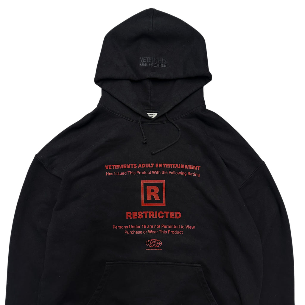 VETEMENTS RATED R RESTRICTED HOODIE