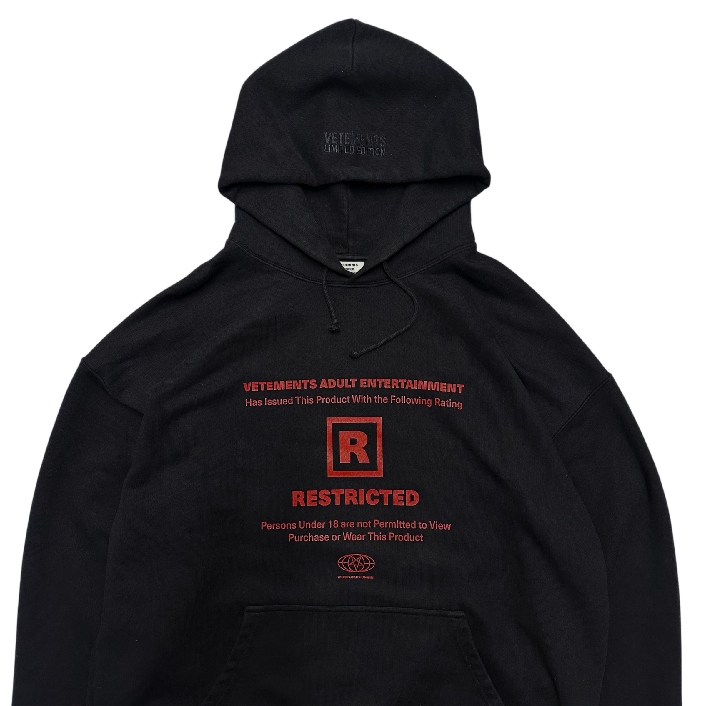 VETEMENTS RATED R RESTRICTED HOODIE