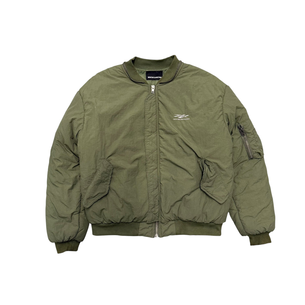 NEW DAY SAME PAIN GREEN BOMBER JACKET.