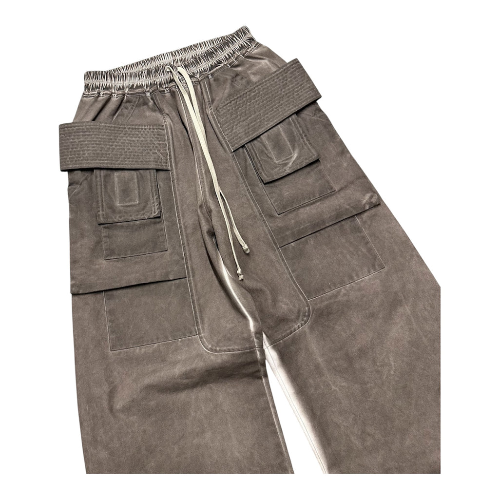 RICK OWENS WIDE LEG CREATCH CARGO PANTS.
