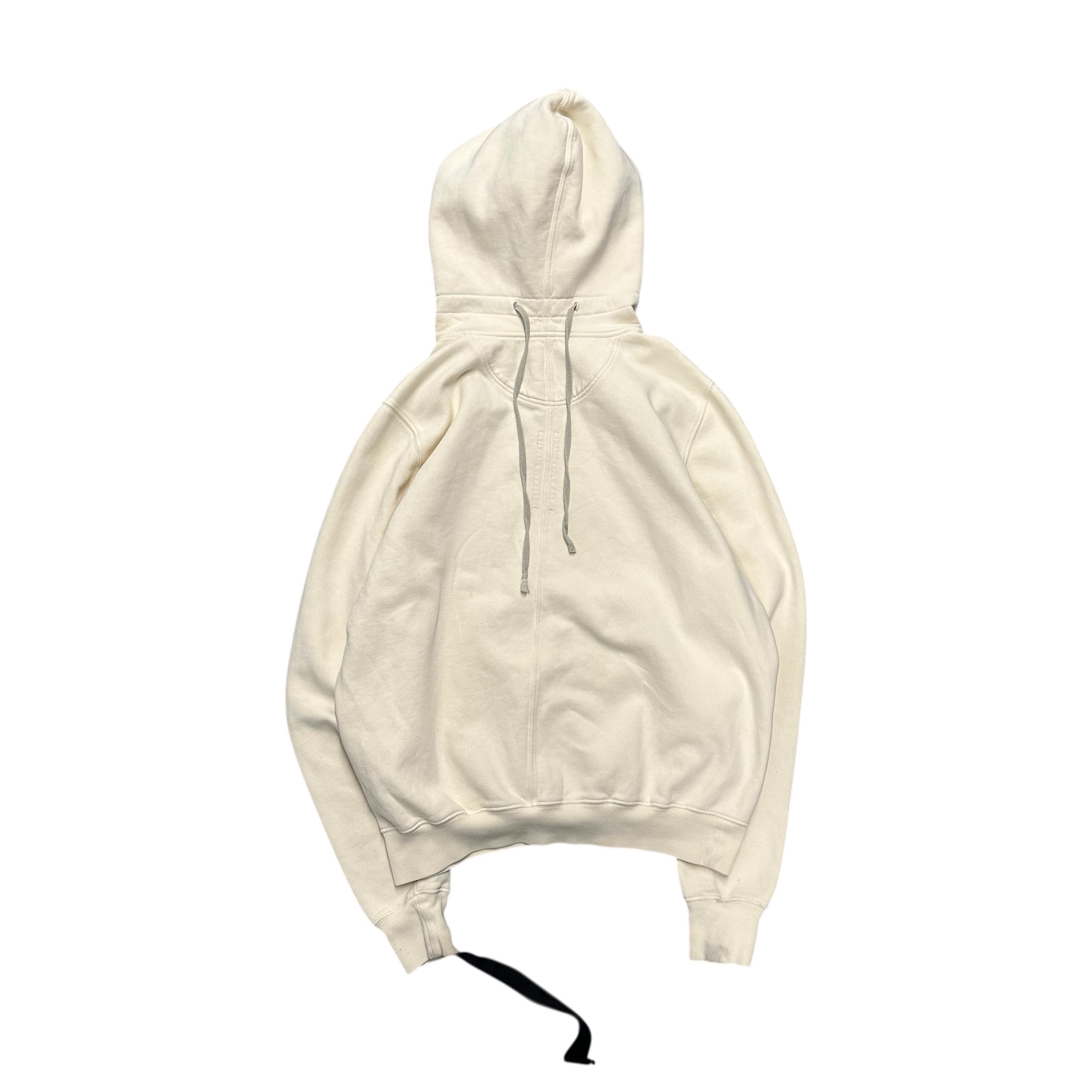 RICK OWENS REVERSED WHITE HOODIE.