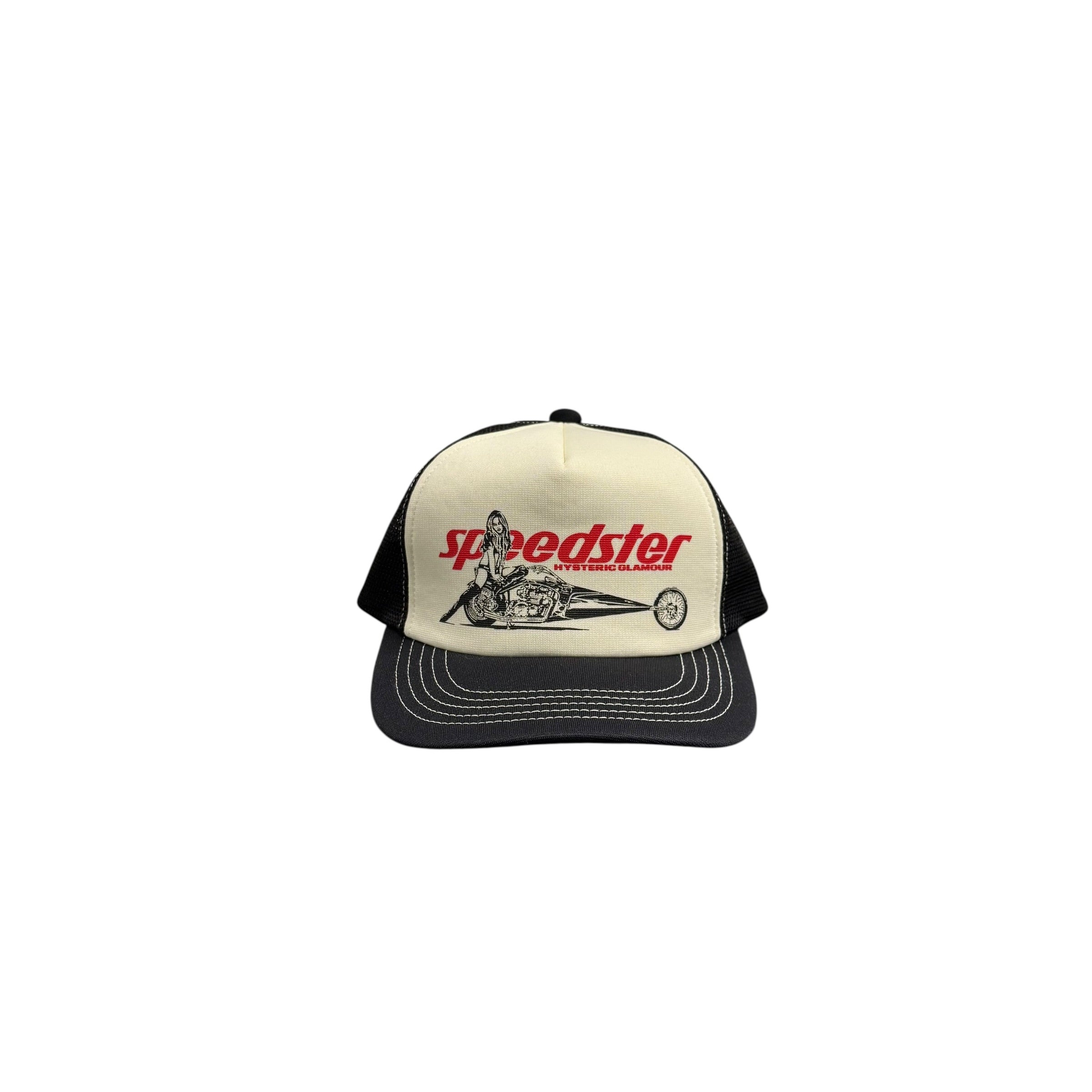 HYSTERIC GLAMOUR SPEEDSTER TRUCKER HAT.