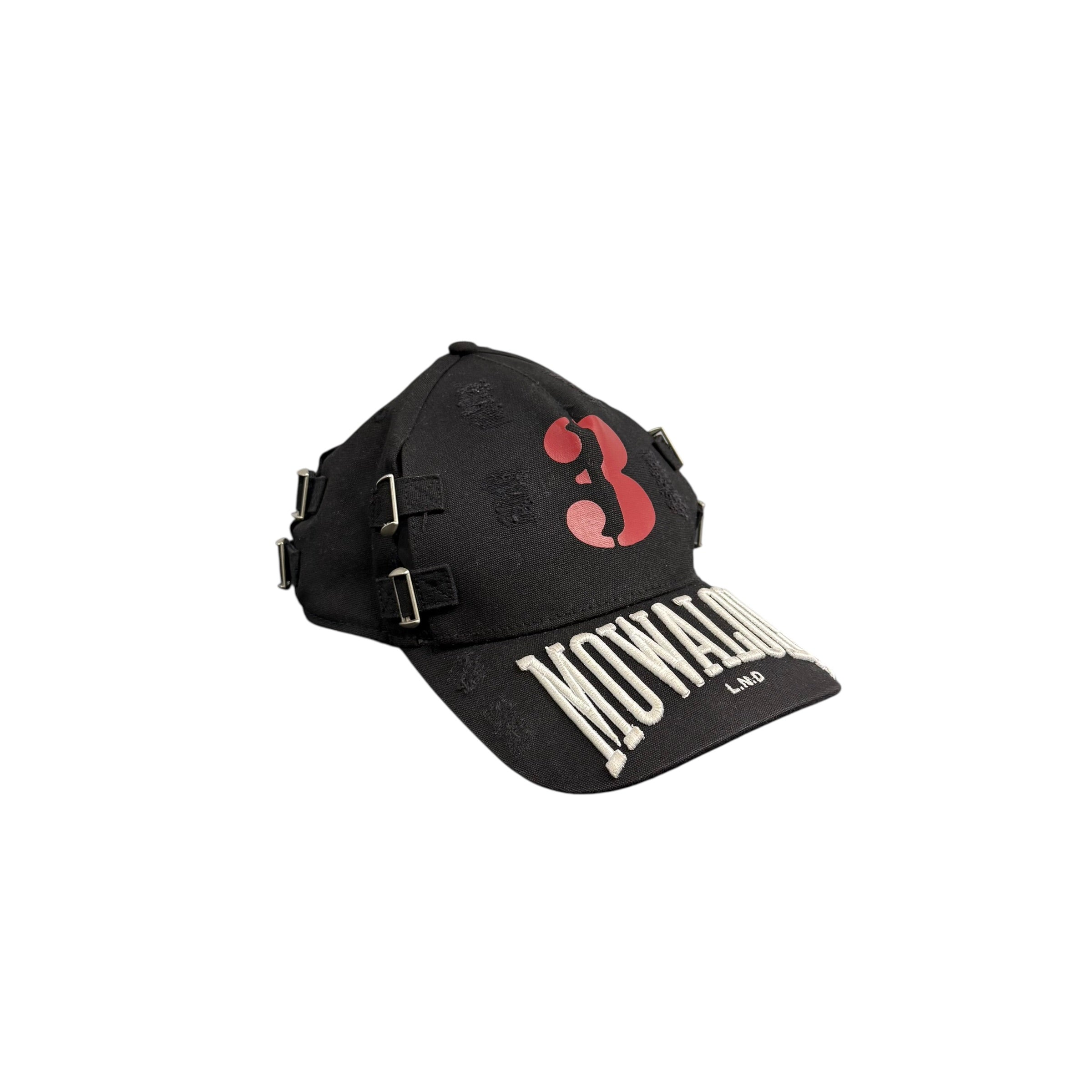 MOWALOLA BLACK DENIM LOGO HAT.