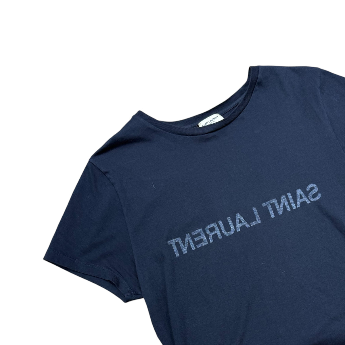 SAINT LAURENT INSIDE OUT REVERSIBLE LOGO TEE.