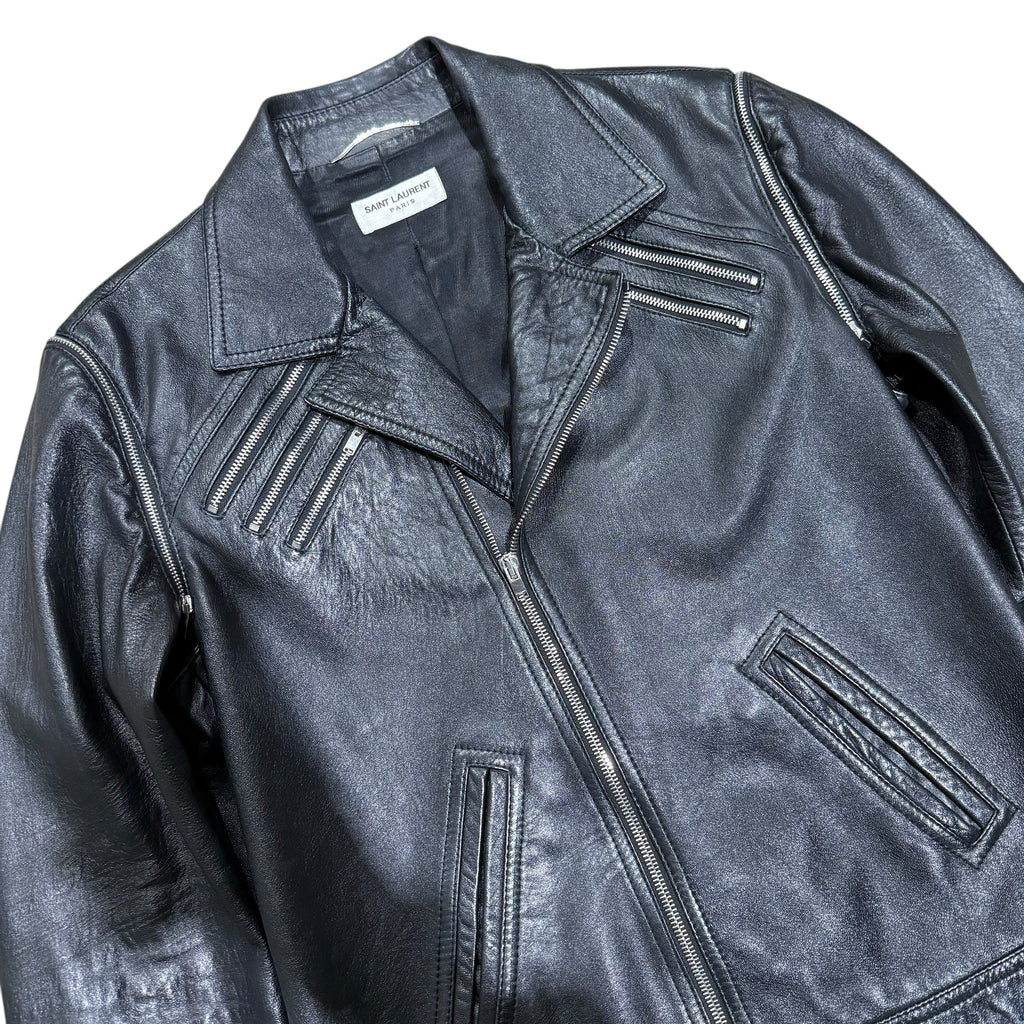 SAINT LAURENT PARIS LEATHER BIKER JACKET.