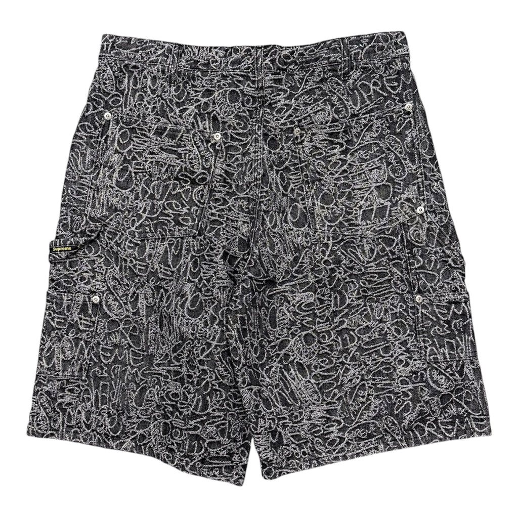 SUPREME HANDWRITING DOUBLE KNEE SHORTS.