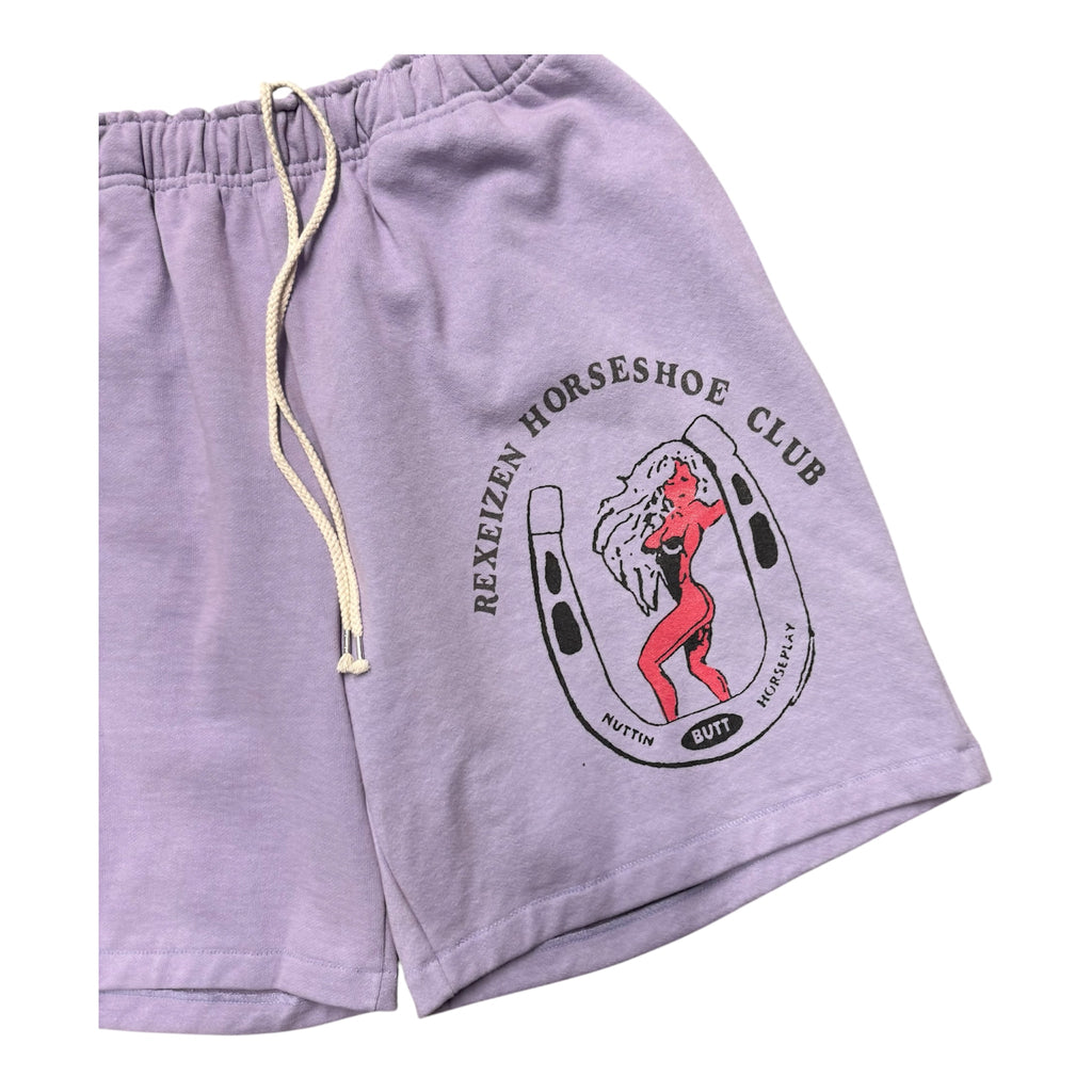 REXEIZEN HORSESHOE CLUB PURPLE SHORTS.