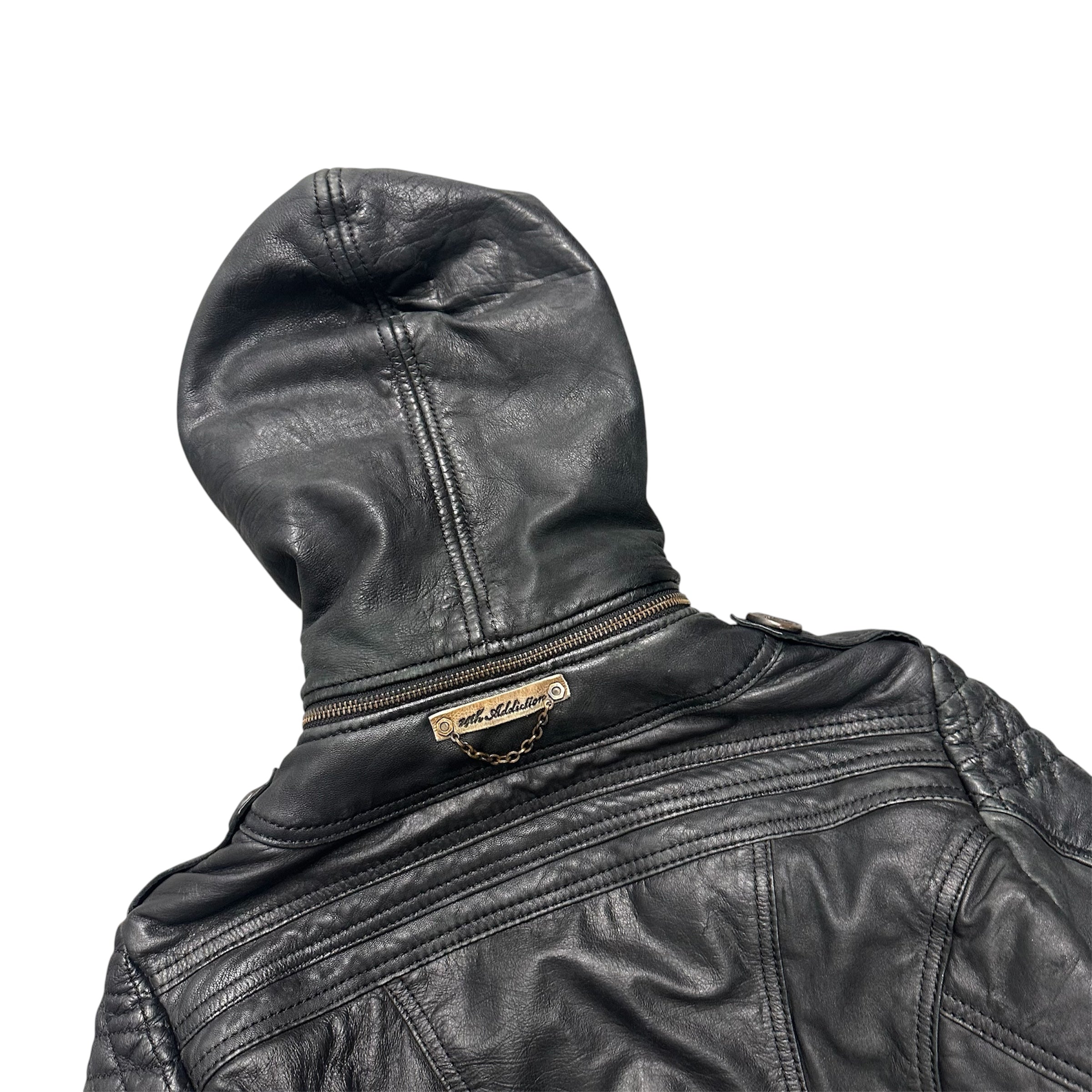 14TH ADDICTION LEATHER ZIP UP JACKET.