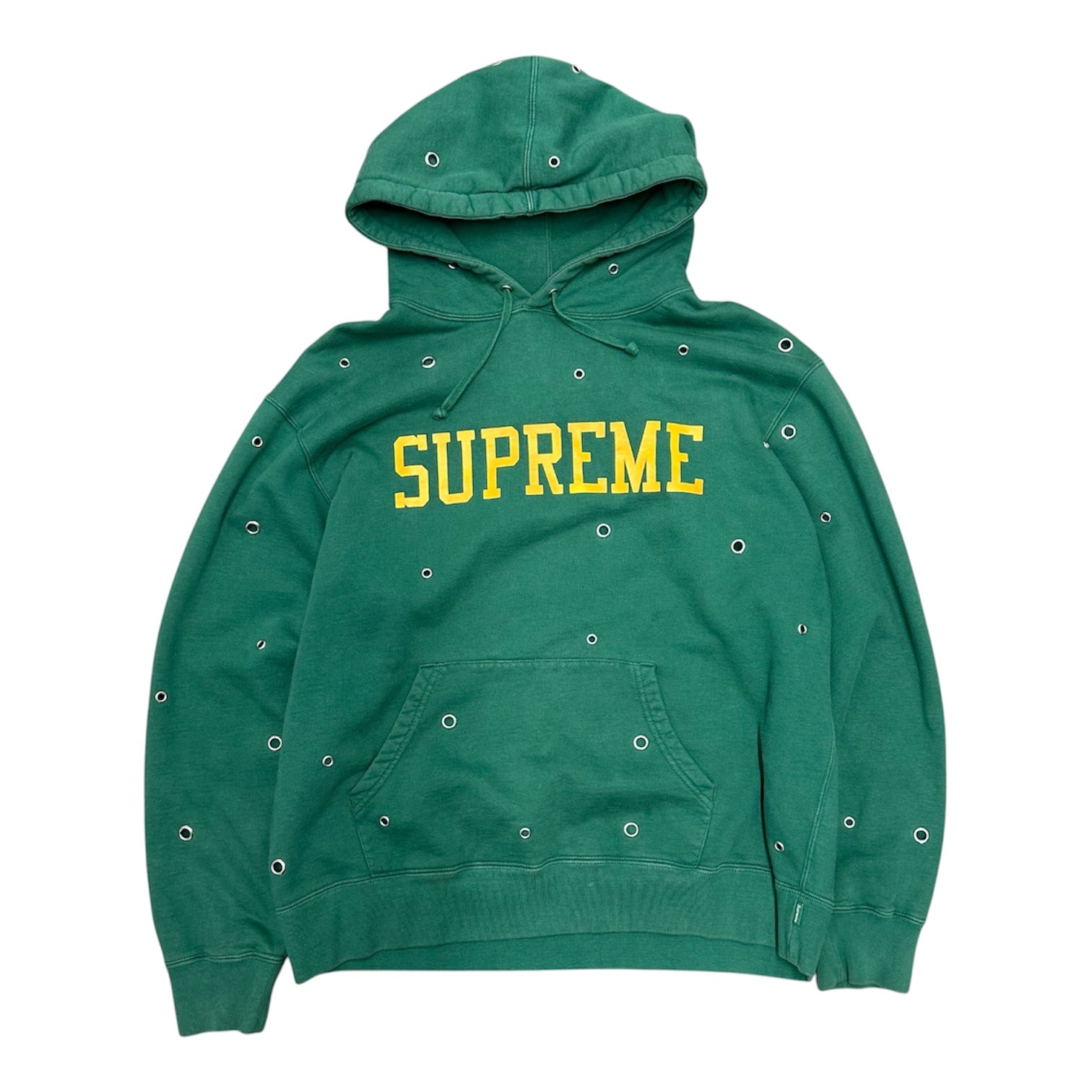 SUPREME GREEN EYELET HOODIE.