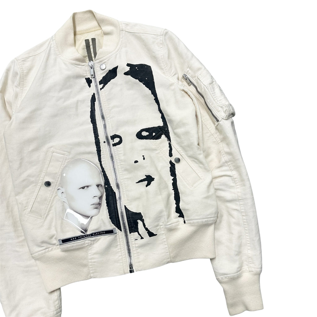 RICK OWENS DRKSHDW MASK-PATCH CREAM MA-1 JACKET.
