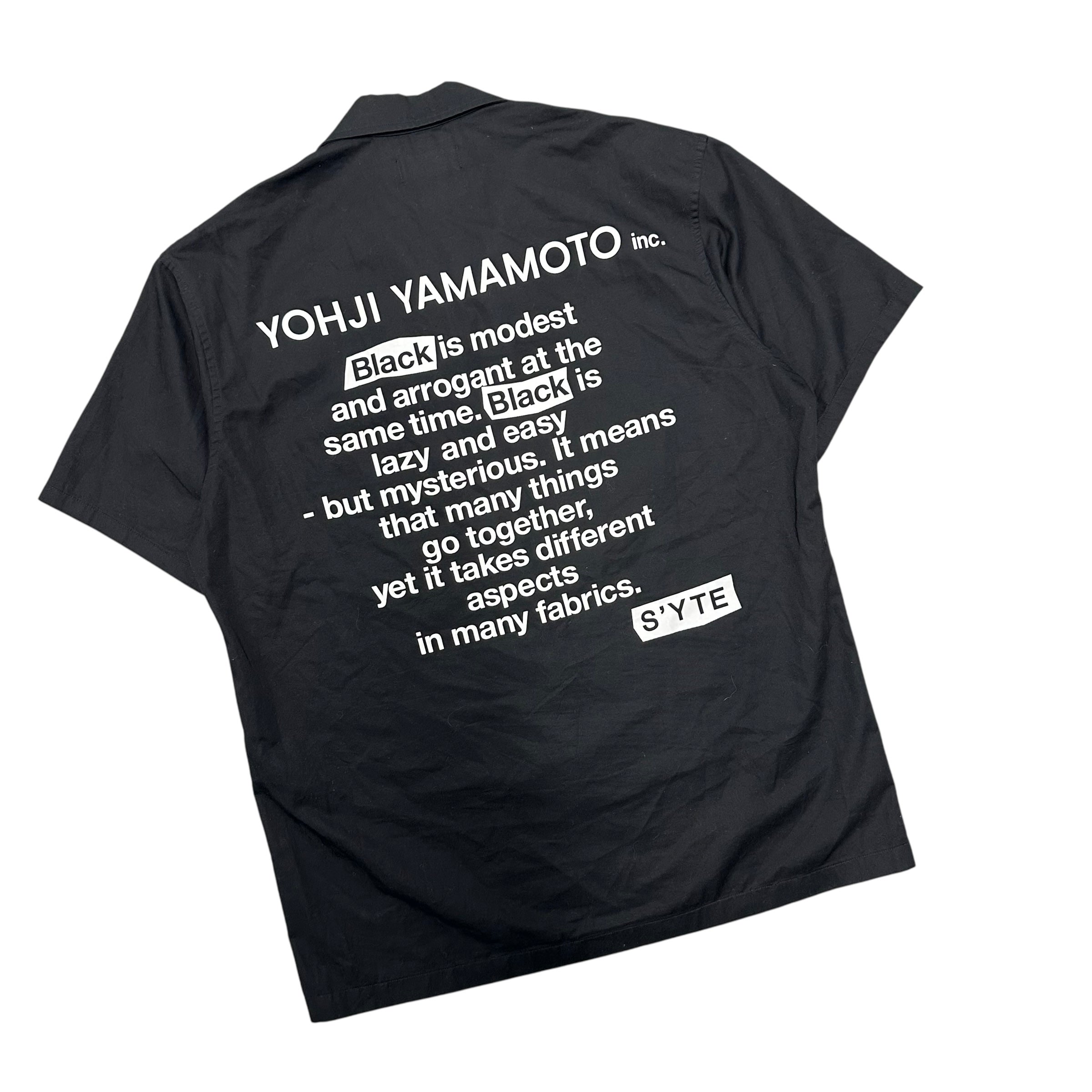 YOHJI YAMAMOTO SYTE BLACK SHORTSLEEVE ZIPUP.