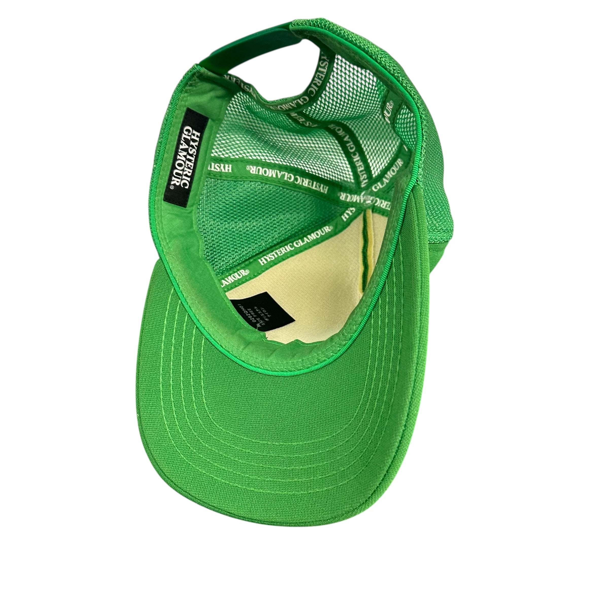 HYSTERIC GLAMOUR GREEN TRUCKER HAT.