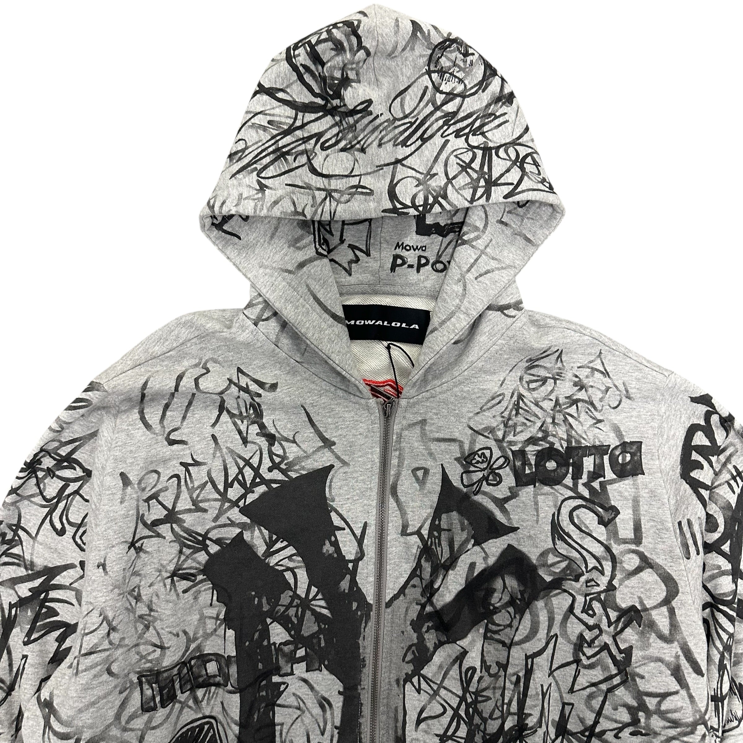 MOWALOLA GRAFFITI GRAY ZIP UP JACKET.
