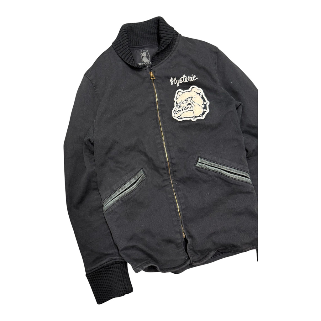 HYSTERIC GLAMOUR BULLDOG ZIP UP VARSITY JACKET.