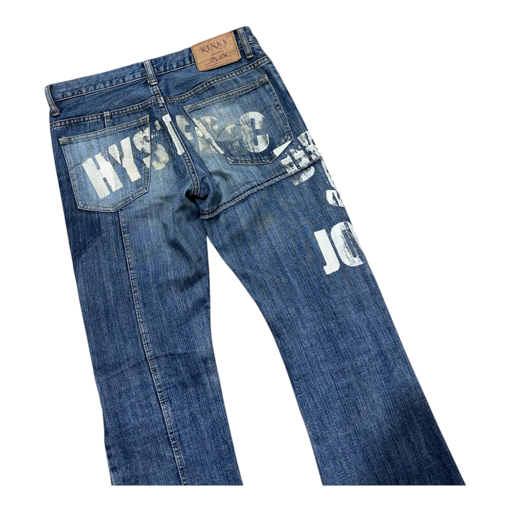 HYSTERIC GLAMOUR DEBBIE GUITAR PICK DENIM PANTS.
