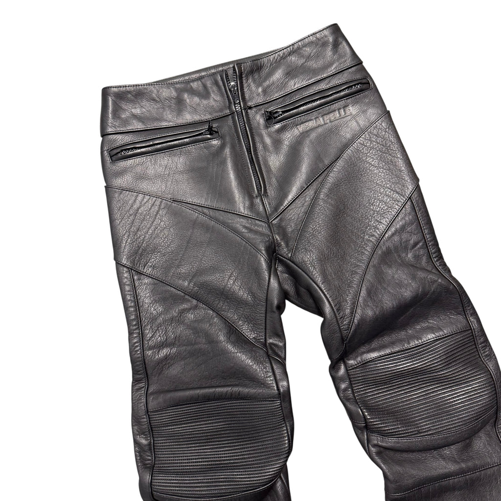 VETEMENTS SS16 REWORKED LEATHER TROUSERS IN BLACK.