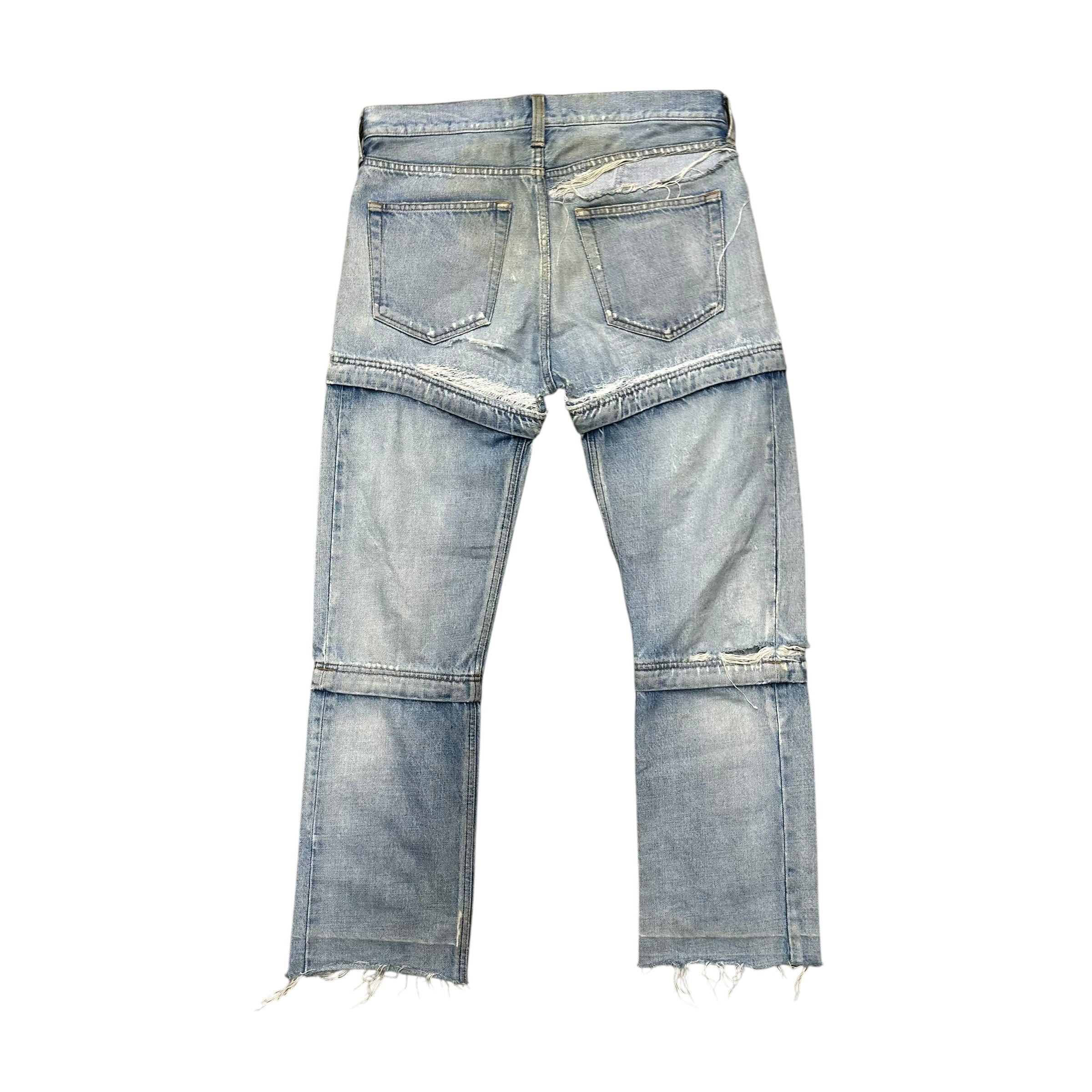 BALENCIAGA CONVERTABLE DENIM PANTS.