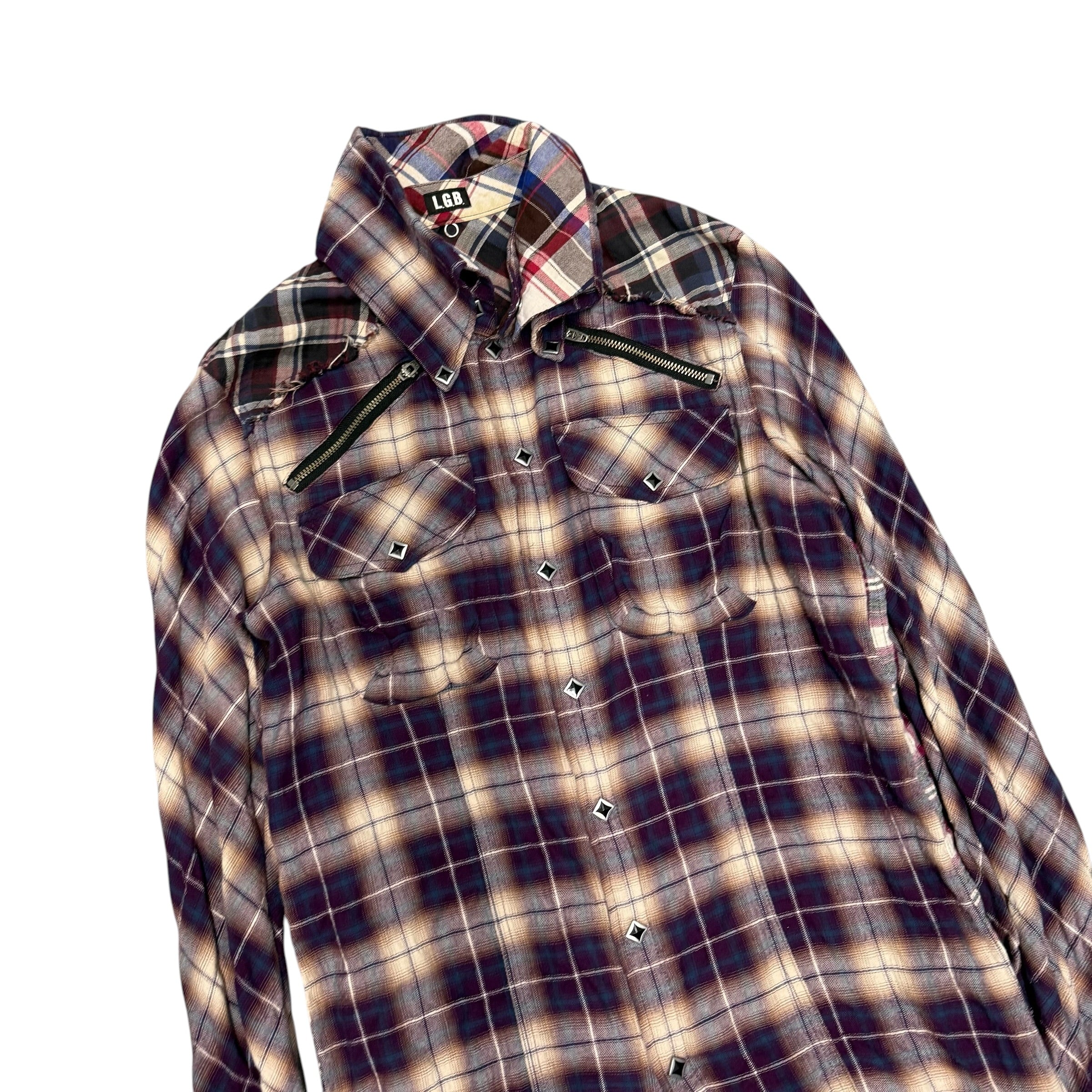 LGB ROCKABILLY SHADOW FRINGES FLANNEL SHIRT.