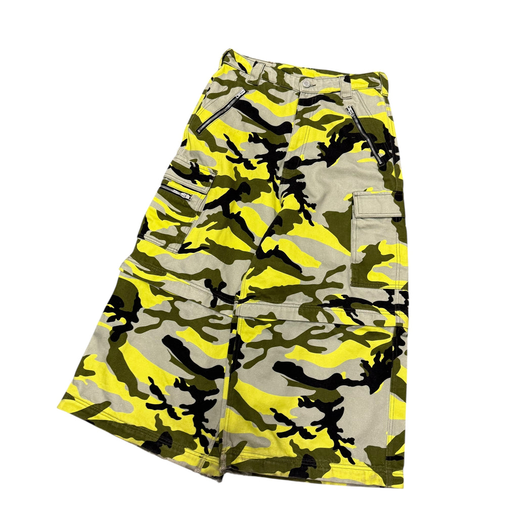 VETEMENTS YELLOW TRANSFORMER CARGO PANTS.