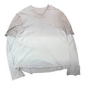 TAN AND WHITE DOUBLE LAYERED LONGSLEEVE SHIRT.