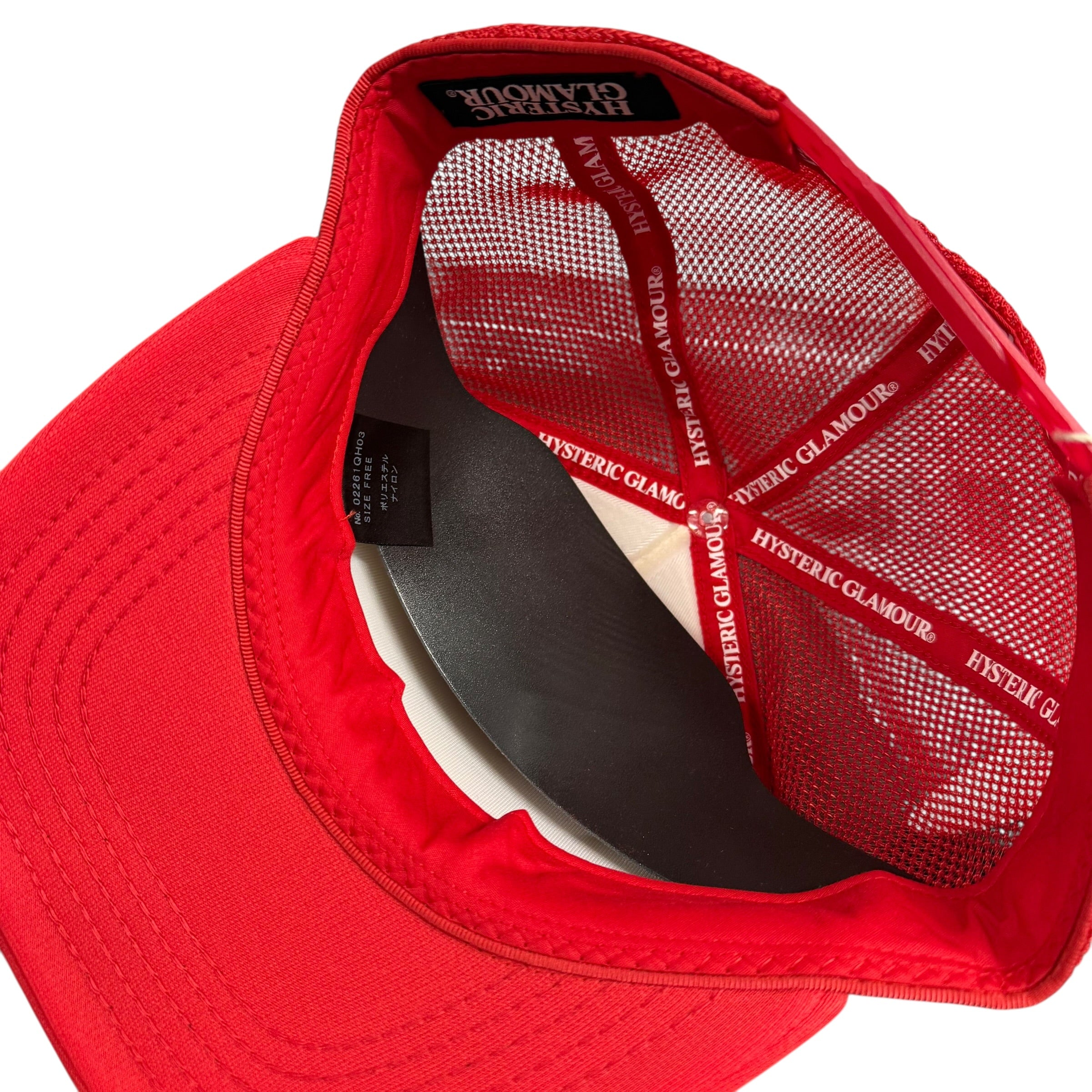 HYSTERIC GLAMOUR RED "ENJOY ROCK" TRUCKER HAT.