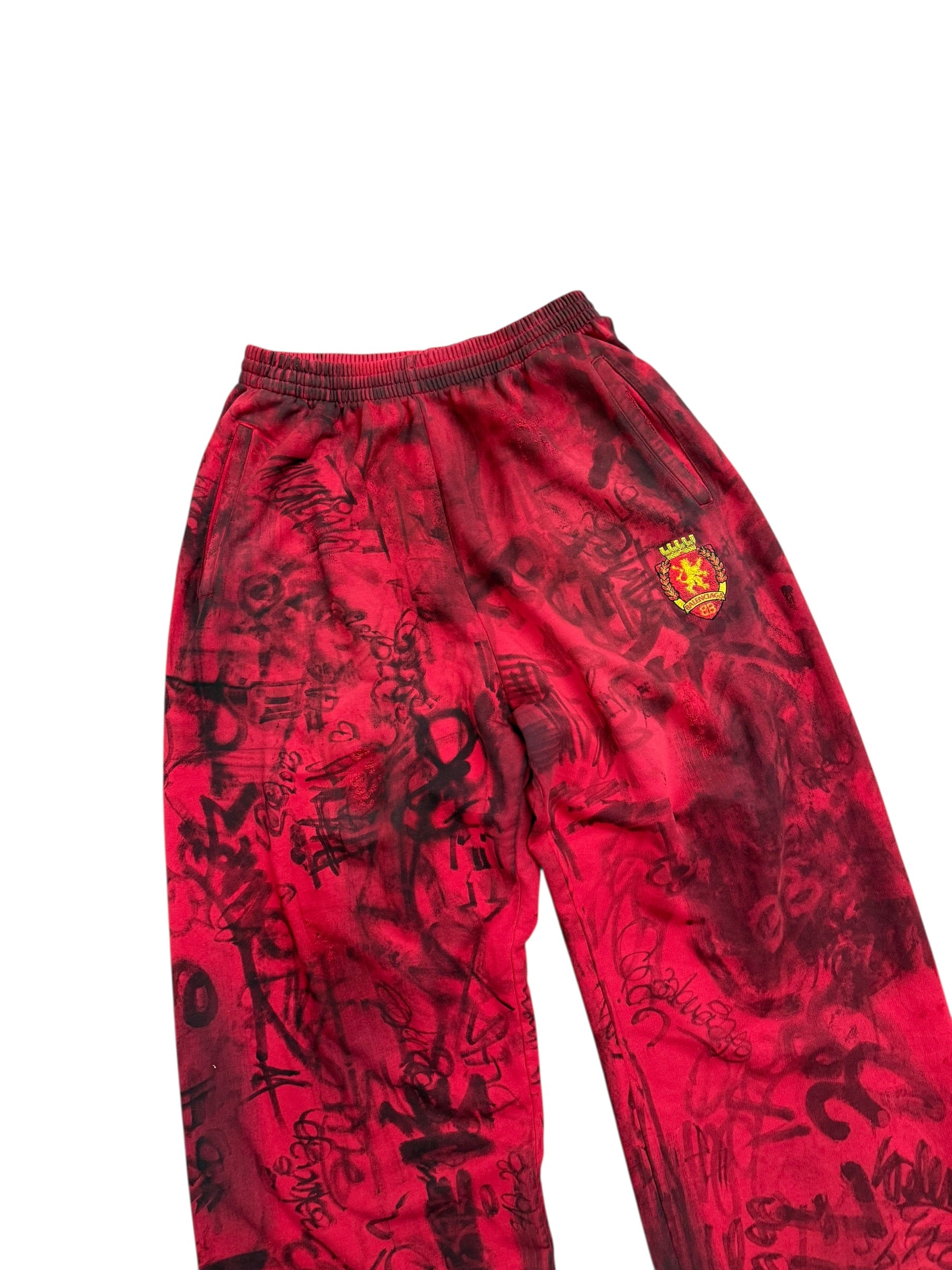 BALENCIAGA SS23 RED SKATER SWEATPANTS.