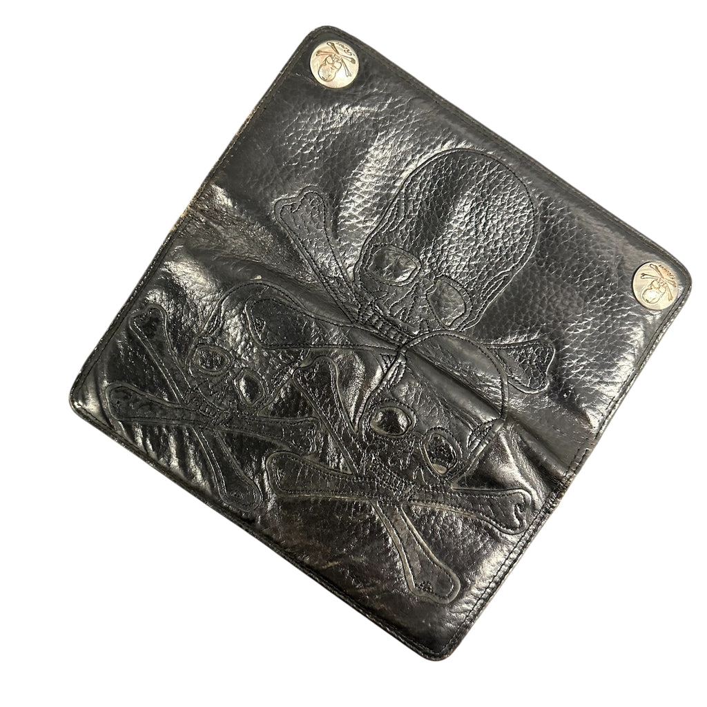 ROEN FULL LEATHER SKULL EMBROIDERED WALLET.