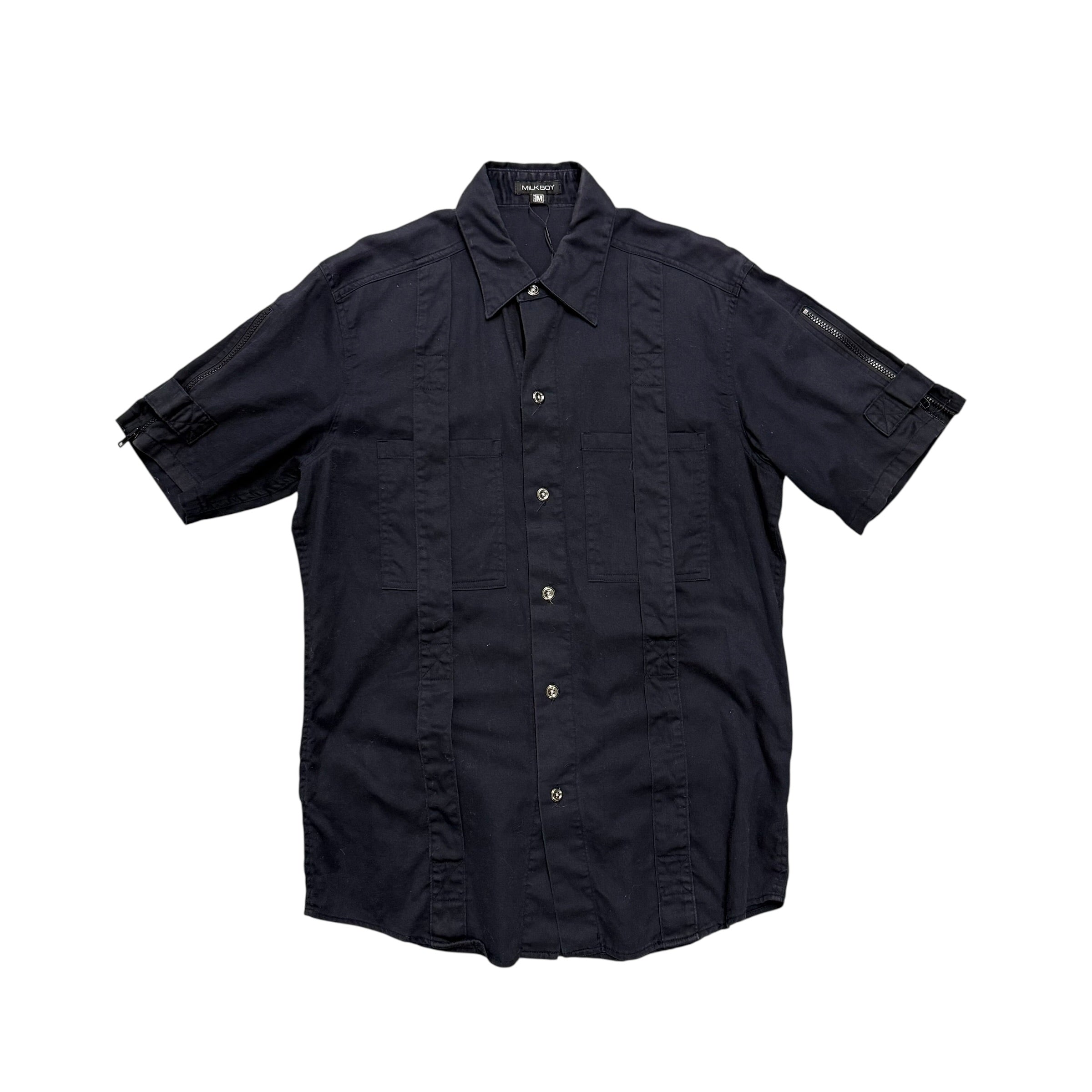 MILKBOY BLACK BUTTON UP BONDAGE SHIRT.