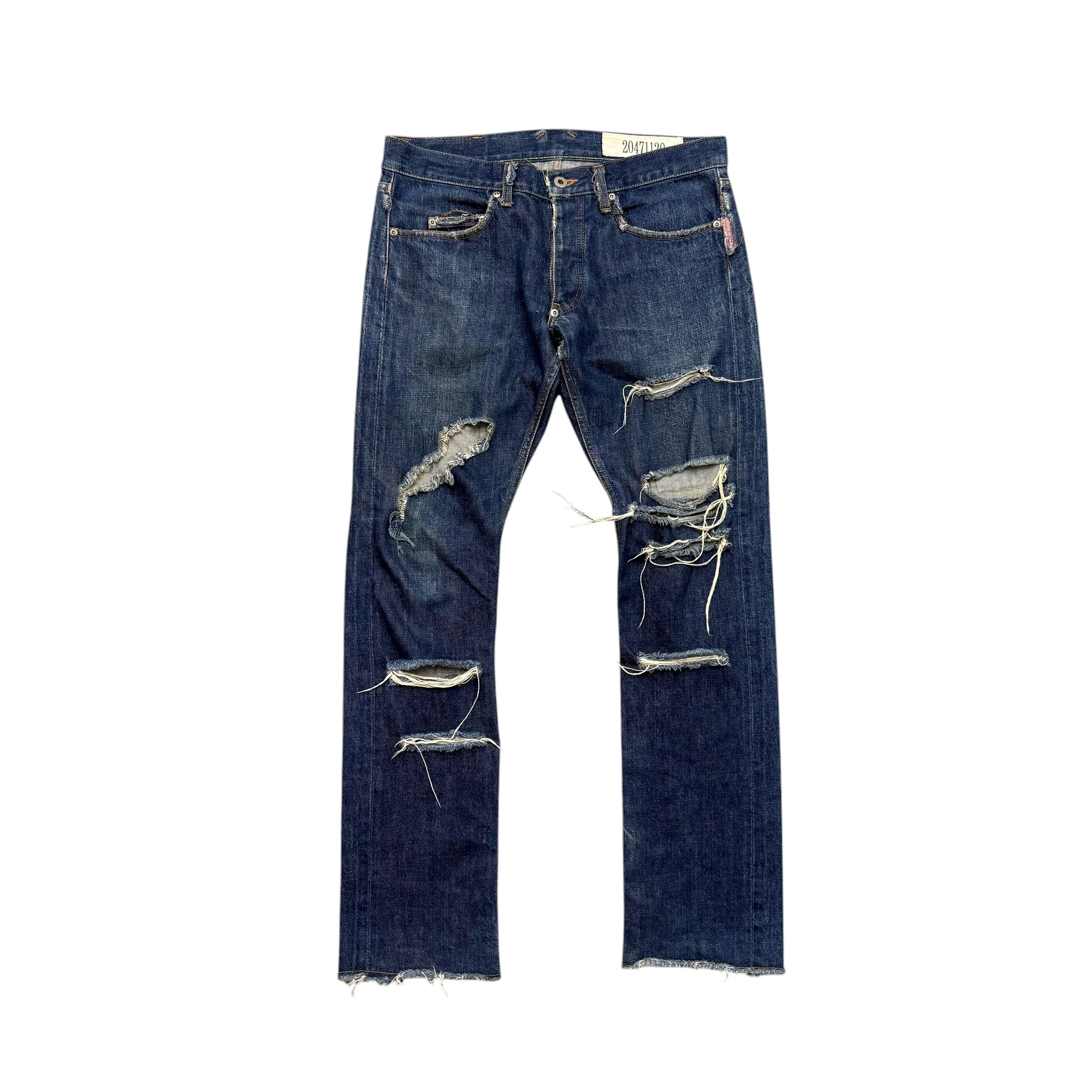 20471120 AW19 DOUBLE SEX MULTI-POCKET DISTRESSED INDIGO DENIM.