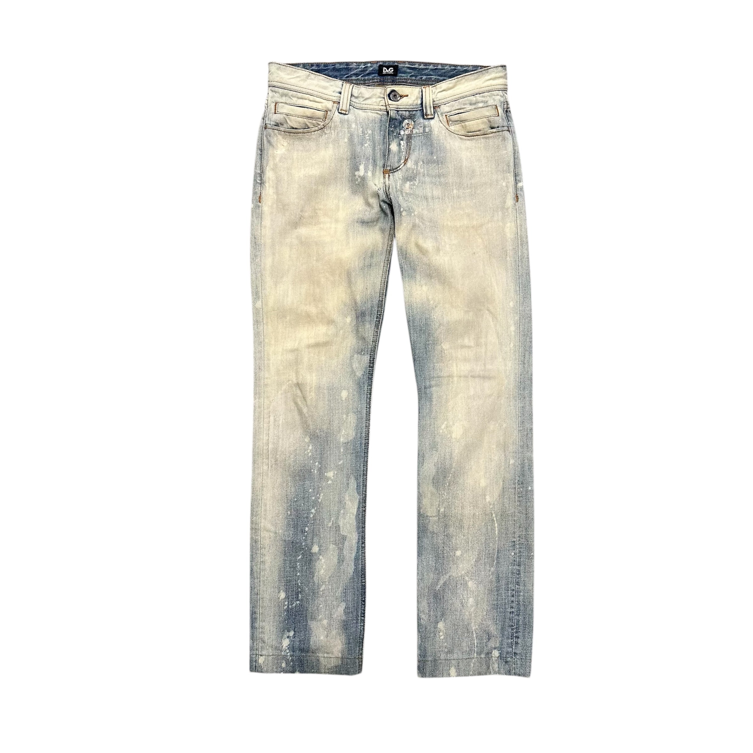 DOLCE & GABBANA FADED BLEACHED BLUE DENIMS.