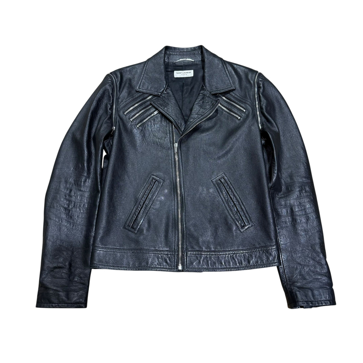 SAINT LAURENT PARIS LEATHER BIKER JACKET.