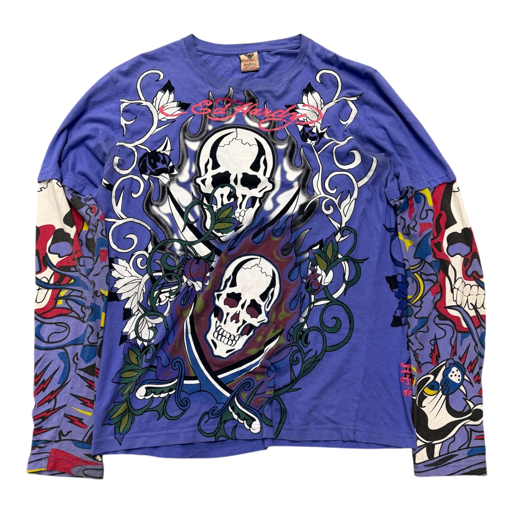 VINTAGE ED HARDY PURPLE LONGSLEEVE SHIRT.